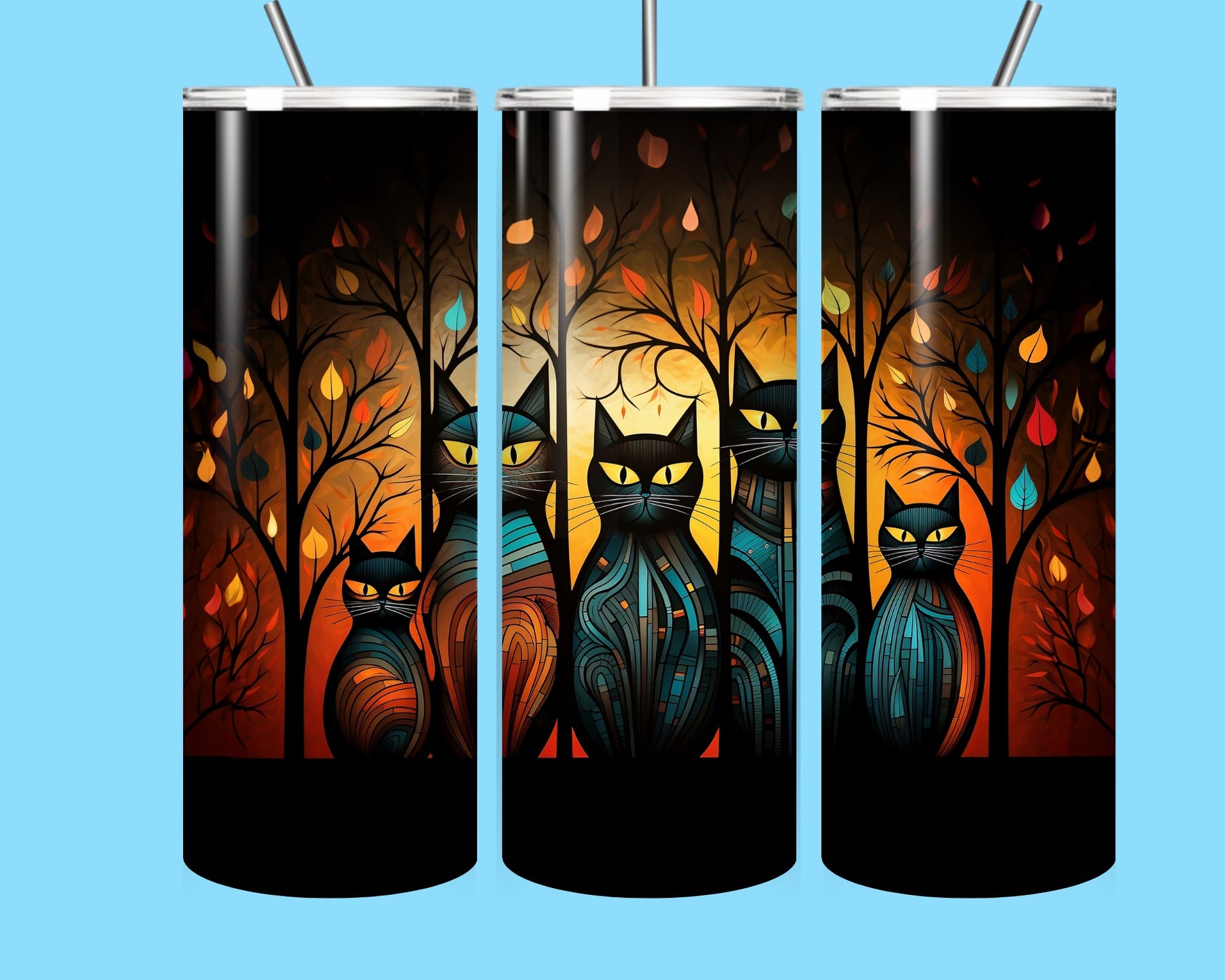 🐾 Mystic Midnight Cats Tumbler – Where Whimsy Meets Warmth! 🐾✨